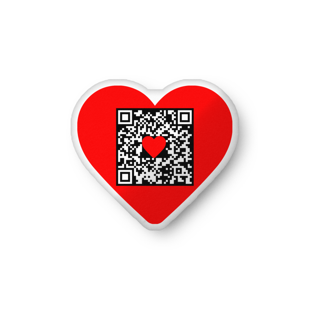 Updatable changeable QR Code Pillow Heart Shaped Medium