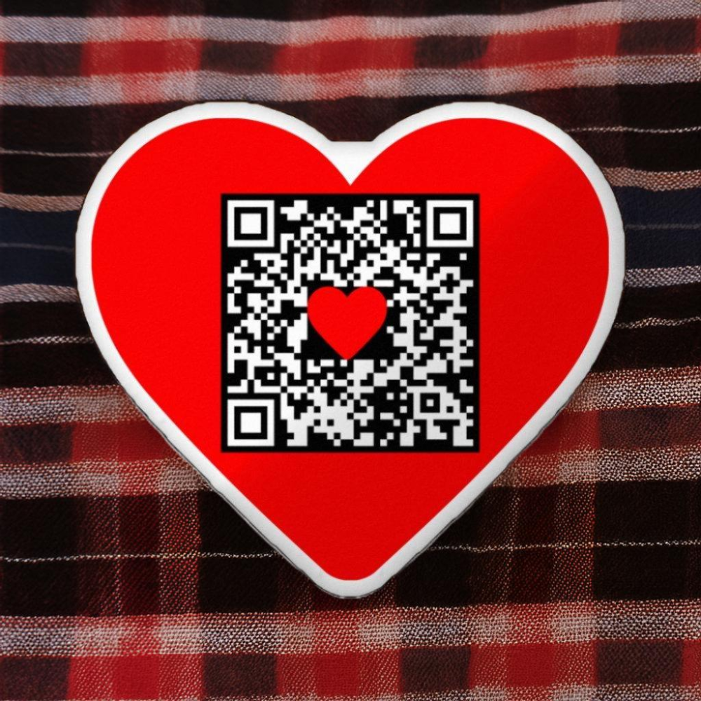 Updatable - message or link redirect - QR code heart shaped pillow | Editable - Change Anytime