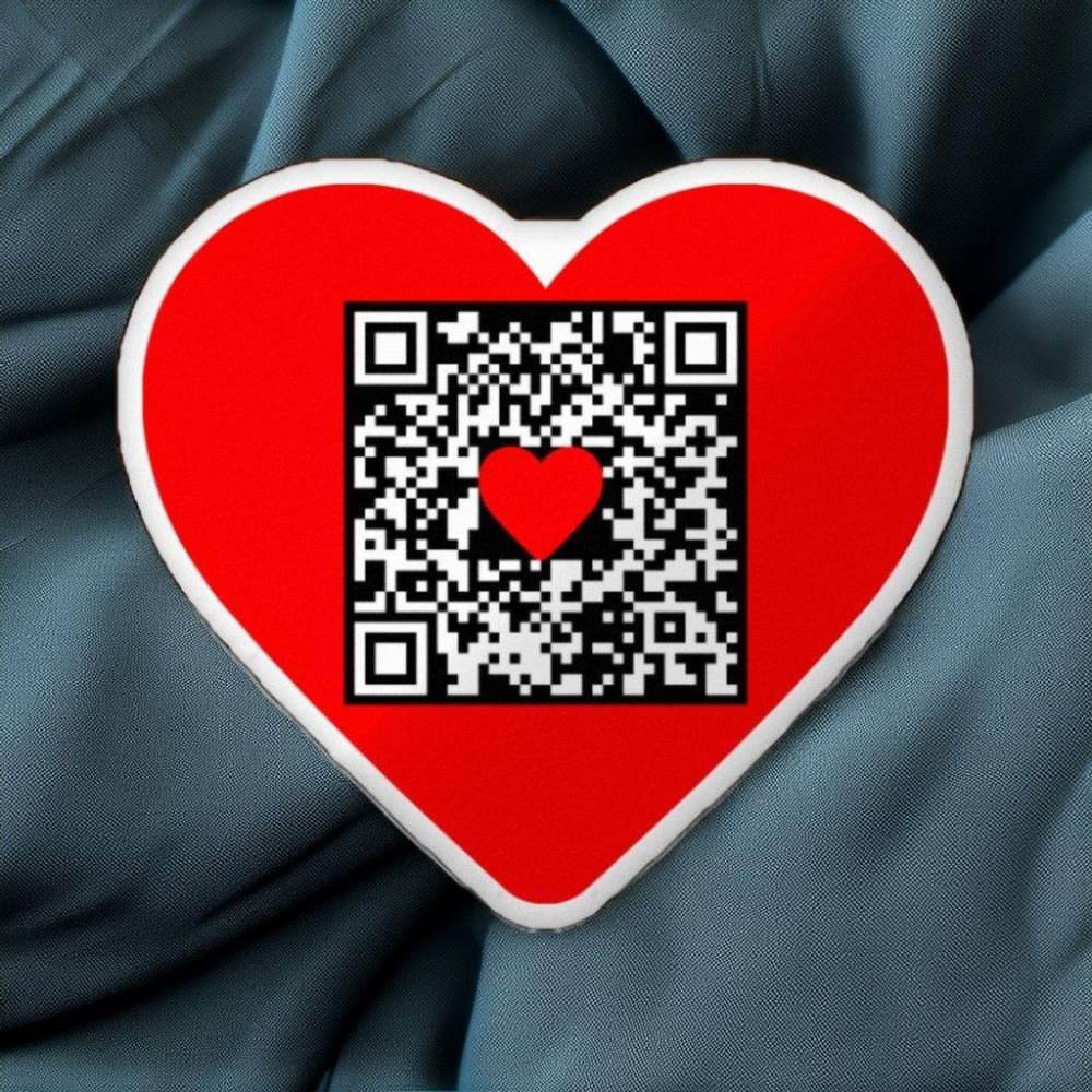 Updatable - message or link redirect - QR code heart shaped pillow | Editable - Change Anytime