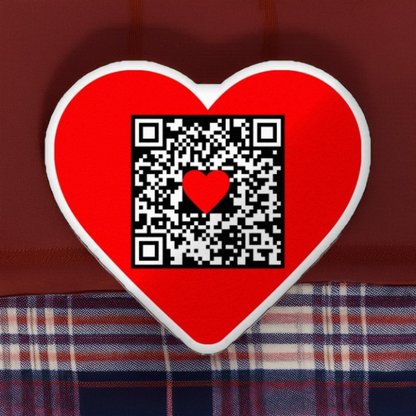 Updatable - message or link redirect - QR code heart shaped pillow | Editable - Change Anytime