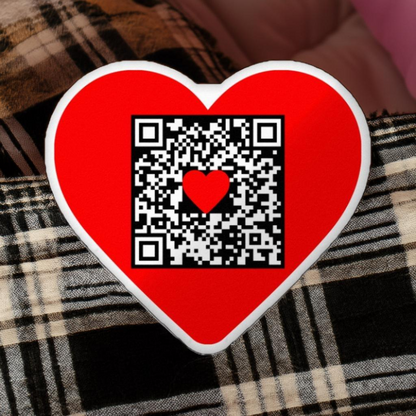 Updatable - message or link redirect - QR code heart shaped pillow | Editable - Change Anytime