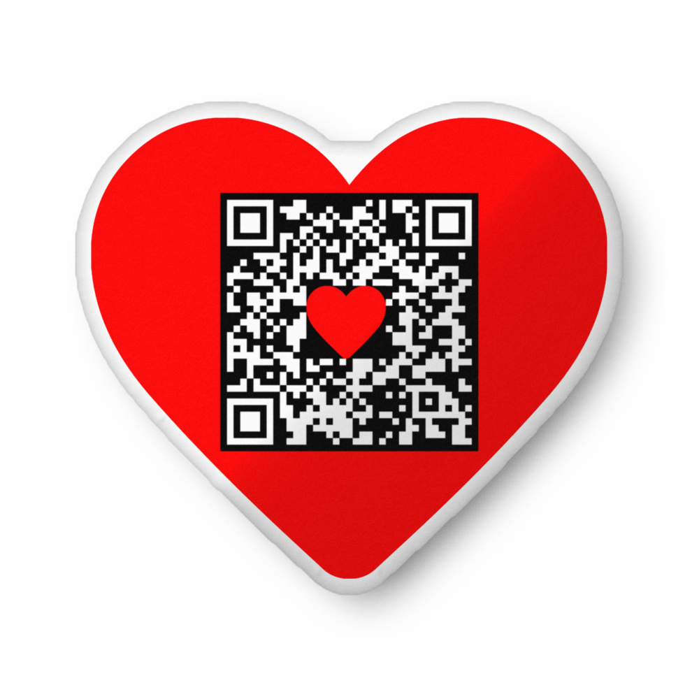 Updatable changeable QR Code Pillow Heart Shaped