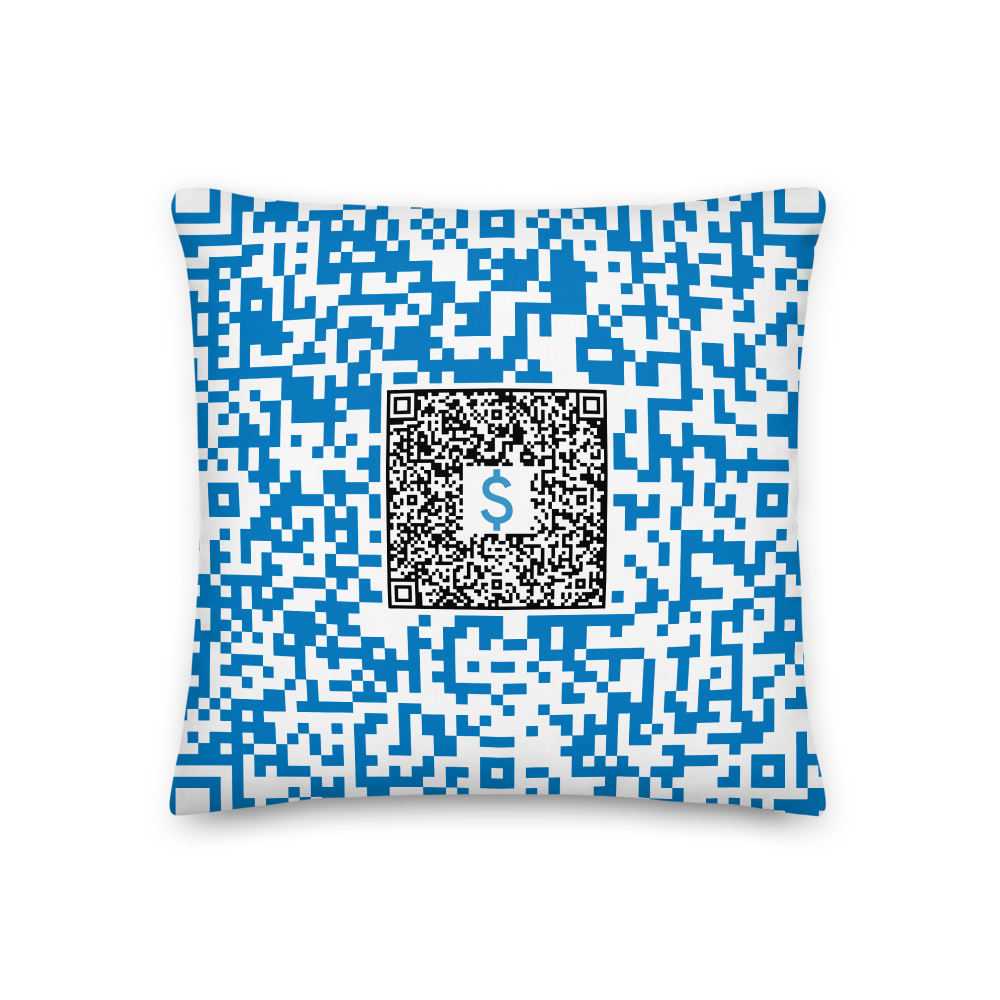 Fup Ayme Pillow QR Code | Private Room or Redirect Link | Change Anytime | Blue 2