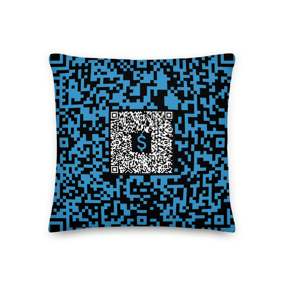 Fup Ayme Pillow QR Code | Private Room or Redirect Link | Change Anytime | Blue 2