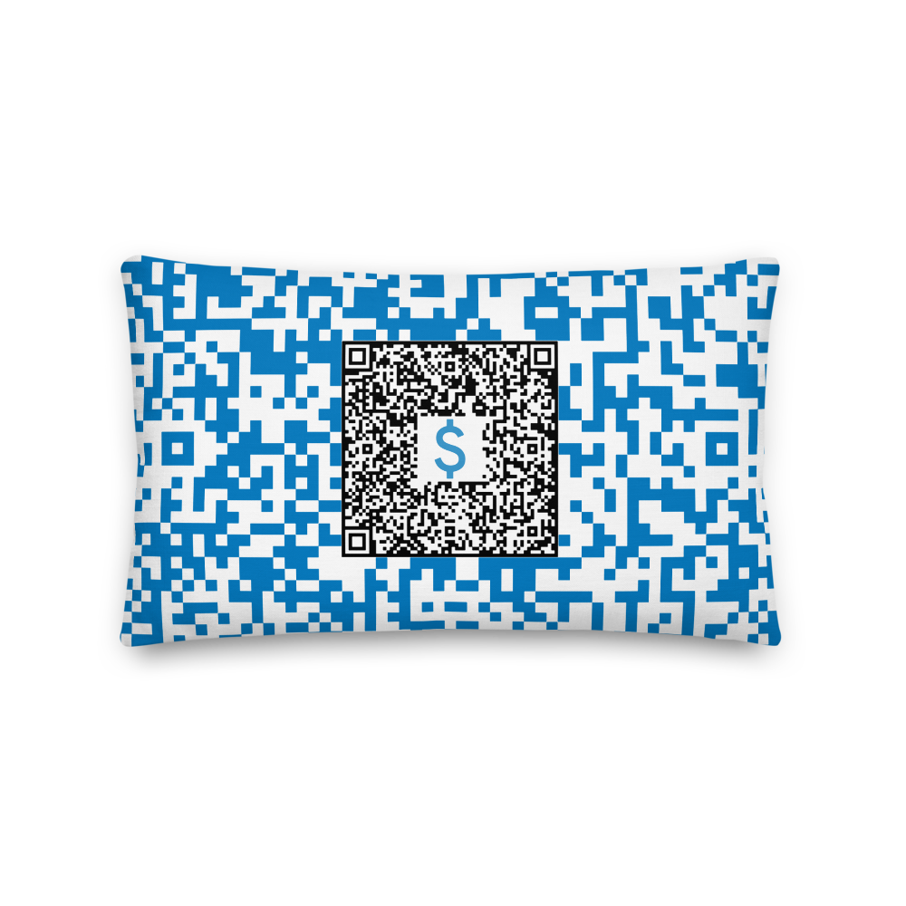 Fup Ayme Pillow QR Code | Private Room or Redirect Link | Change Anytime | Blue 2