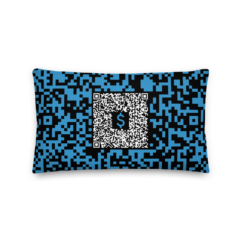 Fup Ayme Pillow QR Code | Private Room or Redirect Link | Change Anytime | Blue 2