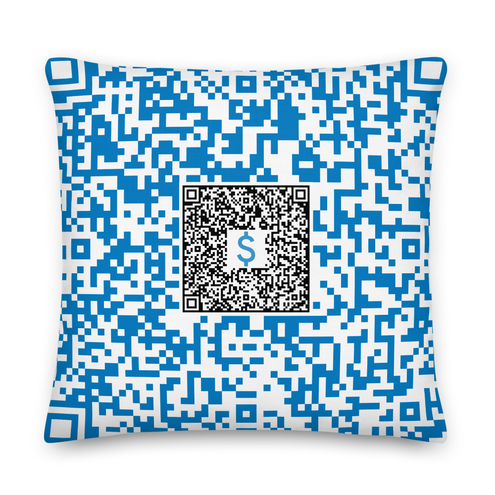 Fup Ayme Pillow QR Code | Private Room or Redirect Link | Change Anytime | Blue 2