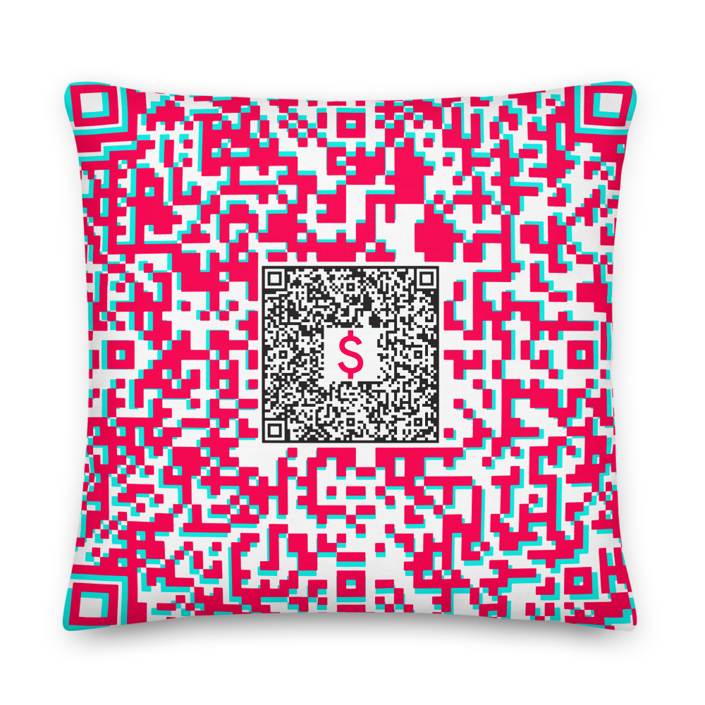 Fup Ayme Pillow QR Code | Private Room or Redirect Link | Change Anytime | Blue 2