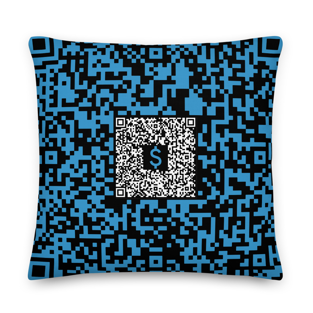 Fup Ayme Pillow QR Code | Private Room or Redirect Link | Change Anytime | Blue 2