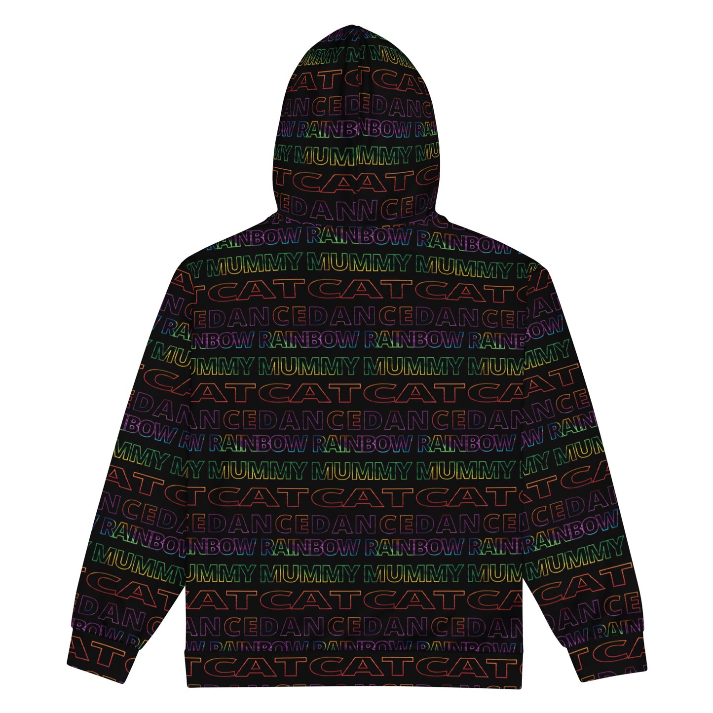 Outline Text Pattern - Zip Hoodie - Rainbow Mummy Cat Dance