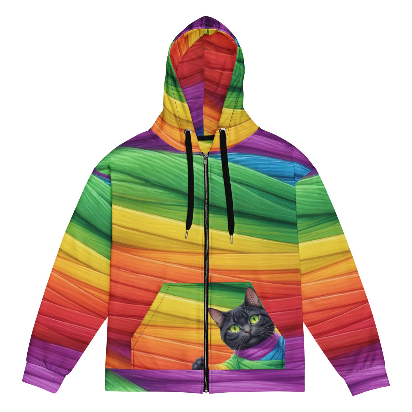 Mummy Wrap Costume Style Zip Hoodie - Rainbow Mummy Cat Dance