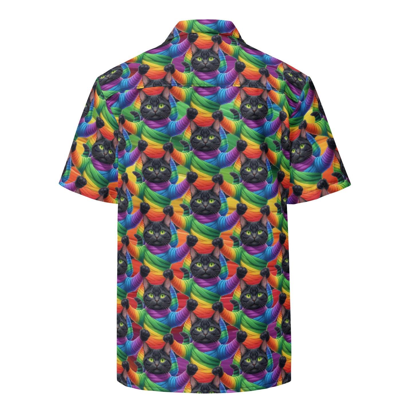 Cat Pattern - Unisex button shirt - Rainbow Mummy Cat Dance