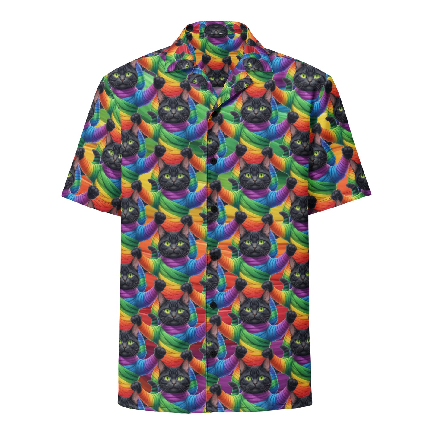 Cat Pattern - Unisex button shirt - Rainbow Mummy Cat Dance