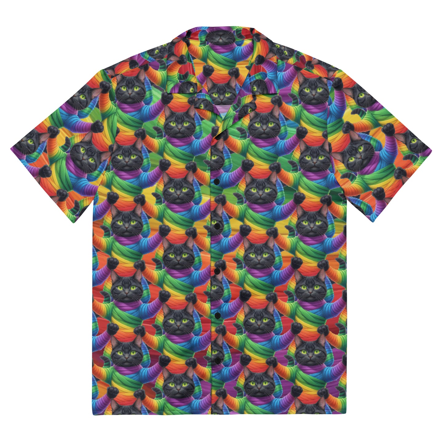 Cat Pattern - Unisex button shirt - Rainbow Mummy Cat Dance