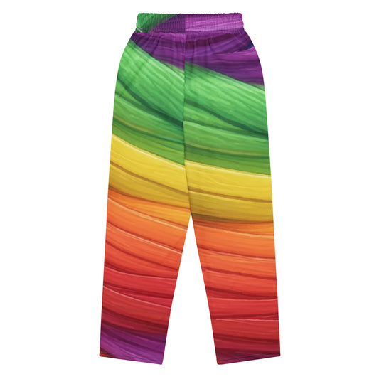 Mummy Wrap Costume Style - Rainbow Mummy Cat Dance Wide-Leg Joggers