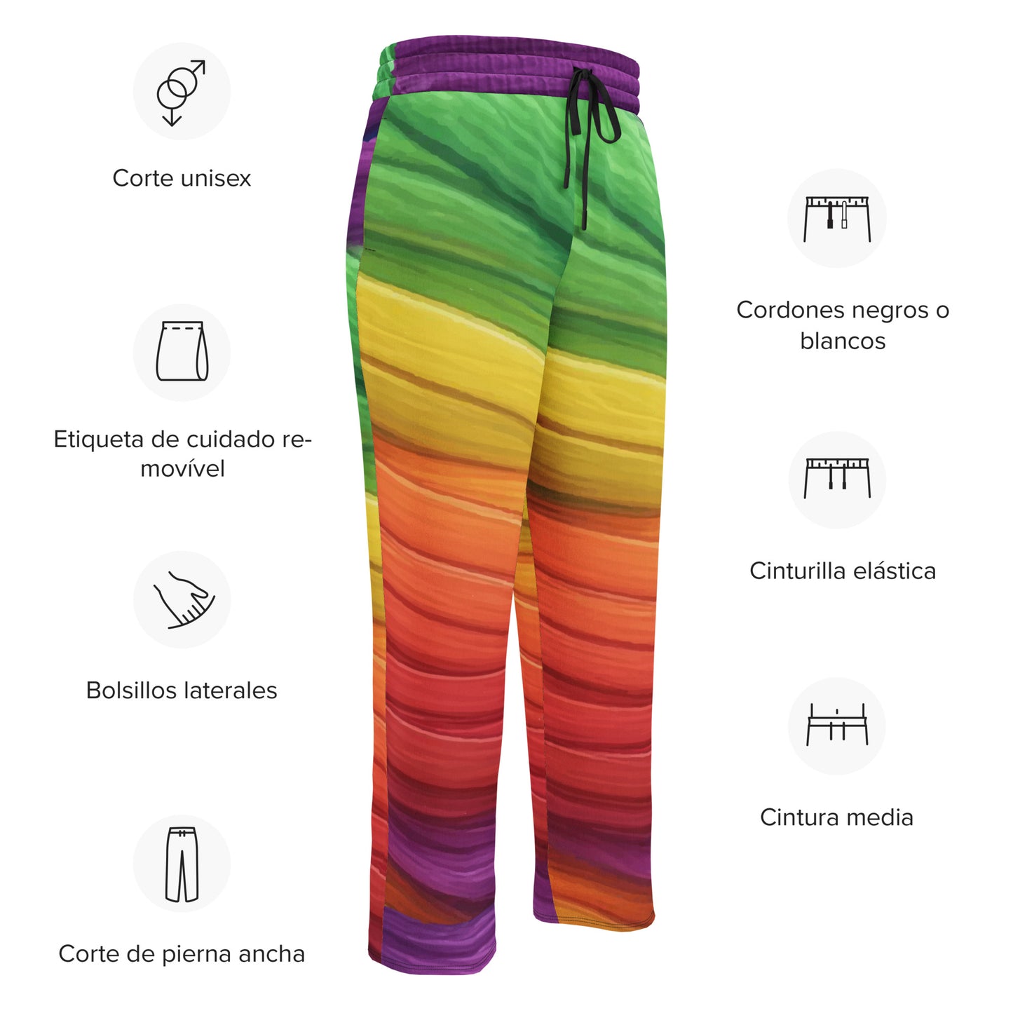 Mummy Wrap Costume Style - Rainbow Mummy Cat Dance Wide-Leg Joggers