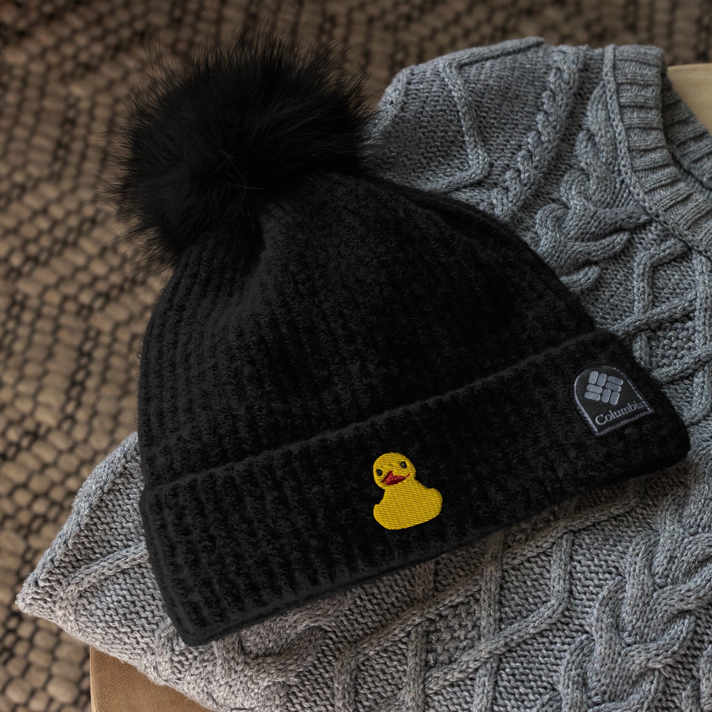 Rubber Duckies on the Dash Pom-Pom Beanie - Columbia