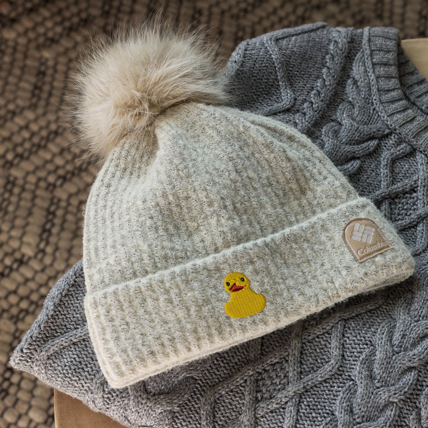 Rubber Duckies on the Dash Pom-Pom Beanie - Columbia