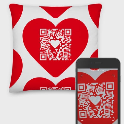 Updatable QR Code Heart Pillow - message or link redirect - premium pillow heart