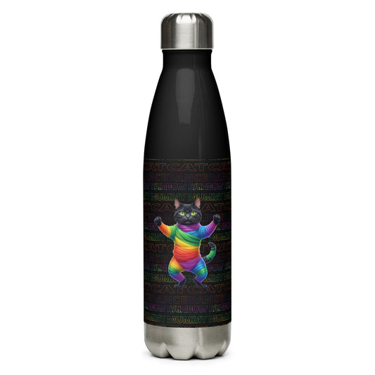 Rainbow Mummy Cat Dance Stainless steel water bottle