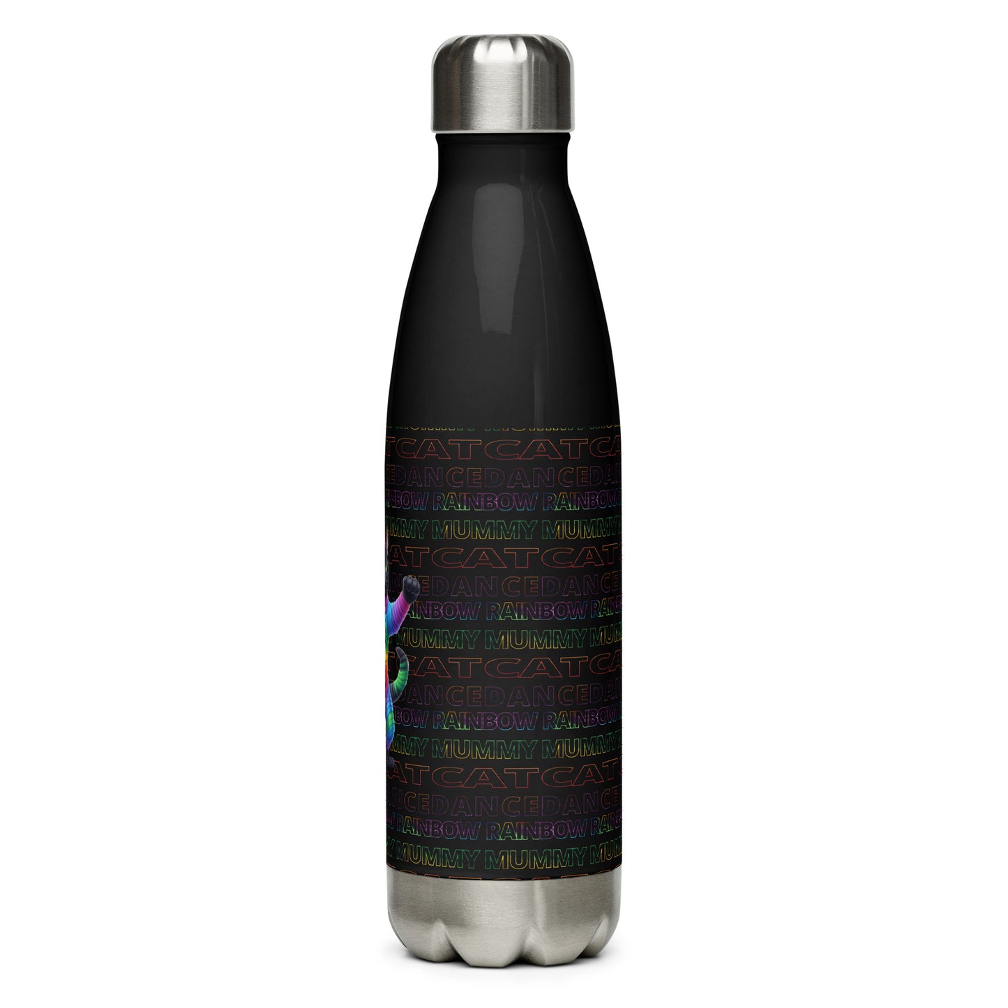 Rainbow Mummy Cat Dance Stainless steel water bottle