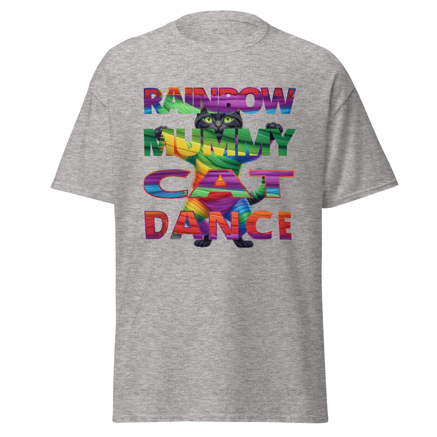 Text with Cat in Back tee  Rainbow Mummy Cat Dance T-shirt